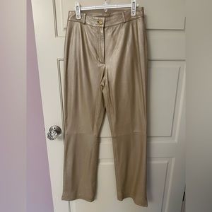 St. John 100% Genuine Leather Pants in Metallic Gold